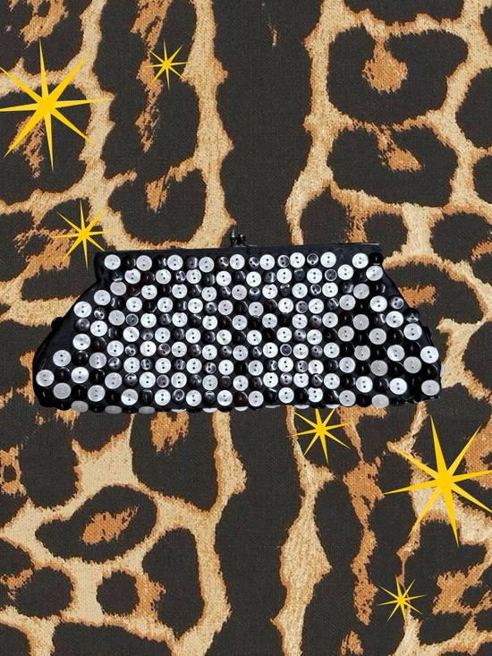 K.C.Malhan Handbags - K.C.MALHAN | Vintage Black Sequin Button Clutch Bag | Great Condition